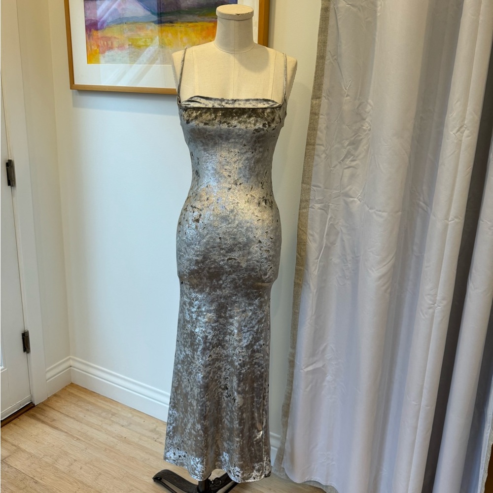 Elegant Silver Midi Dress